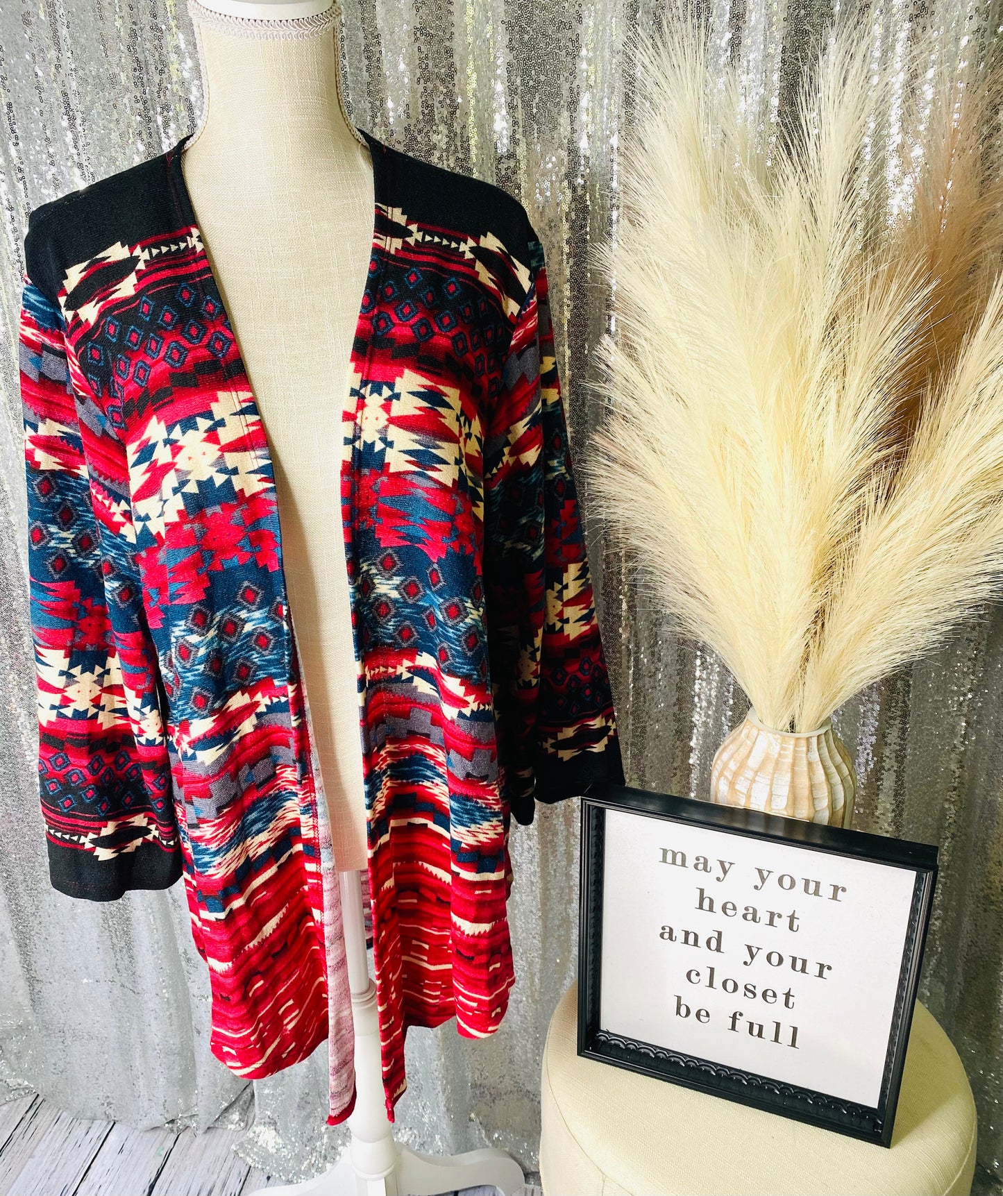 Aztec Printed Sweater Kimono