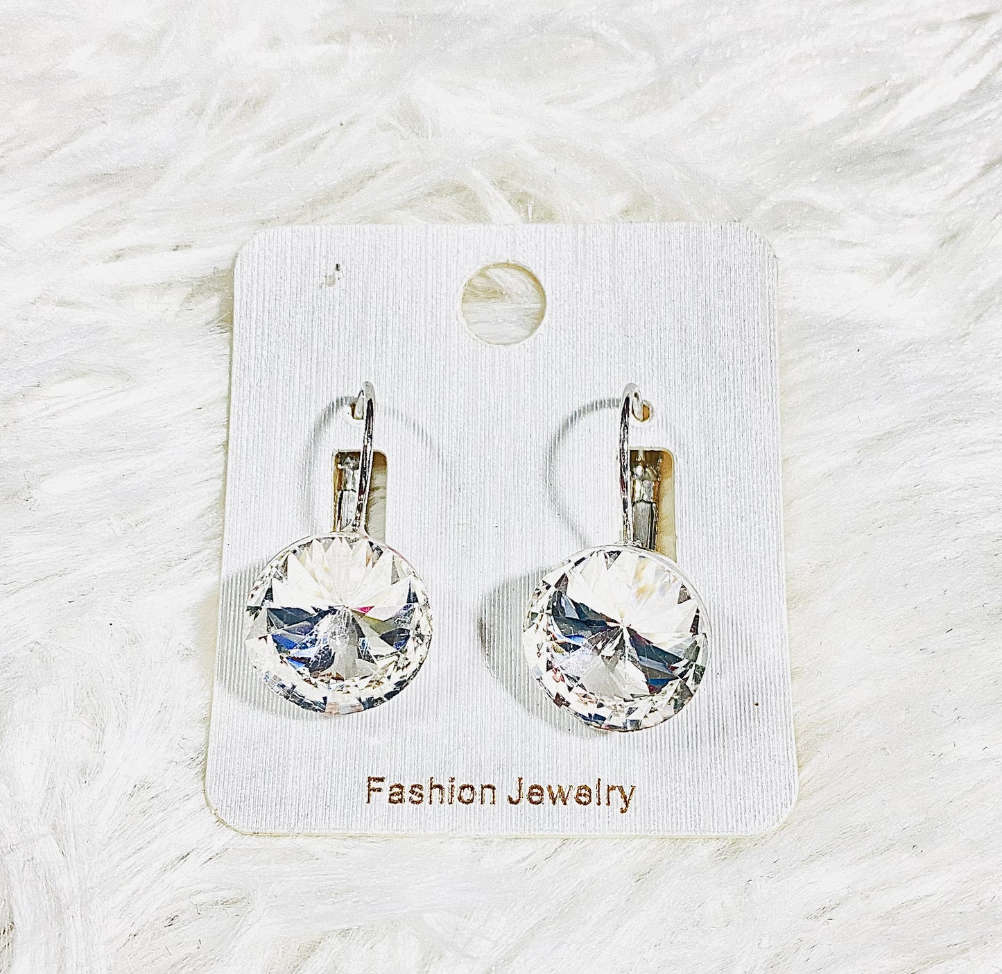 Large Round Rhinestone Dangle Earrings