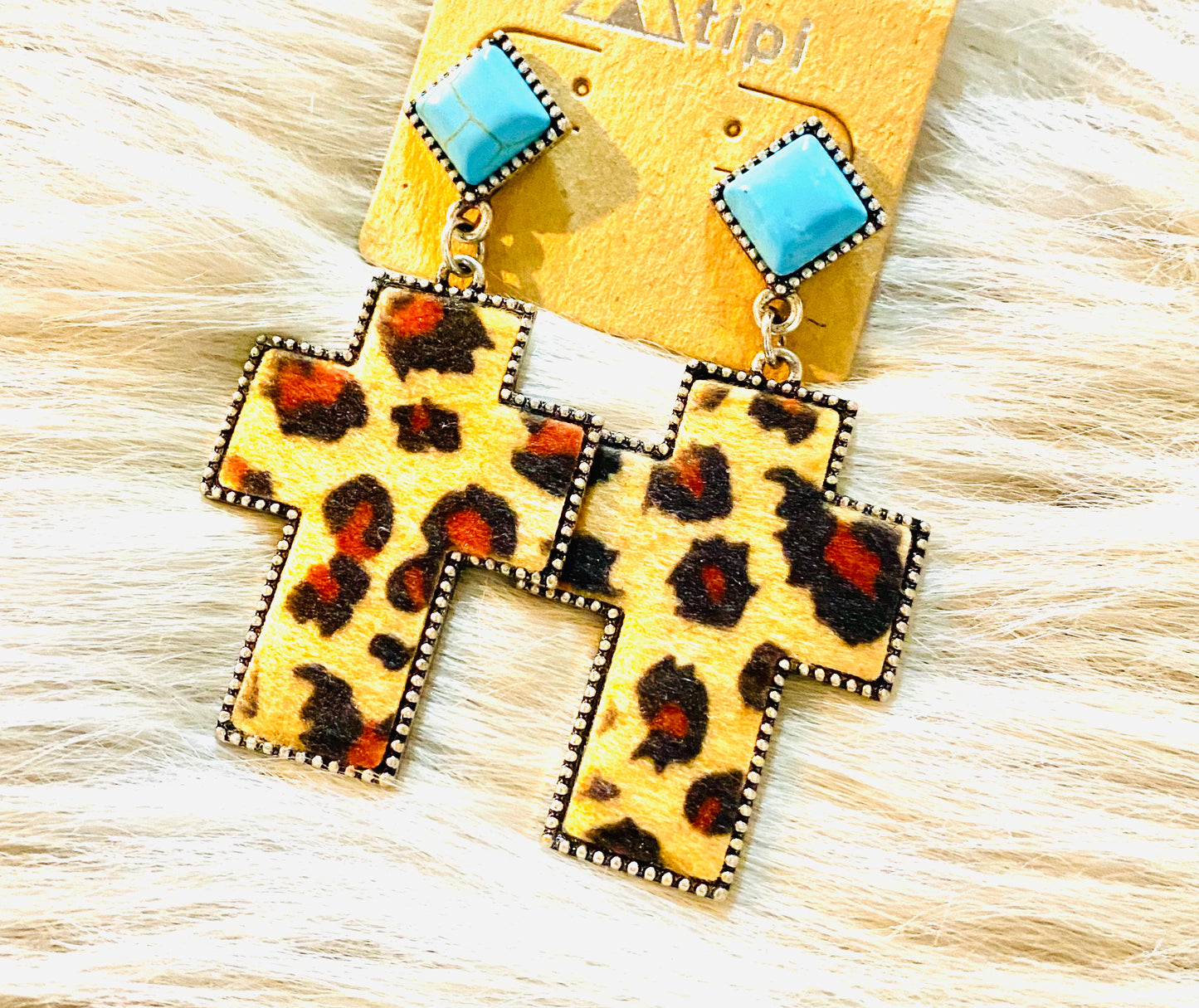 Cheetah Cross Earrings