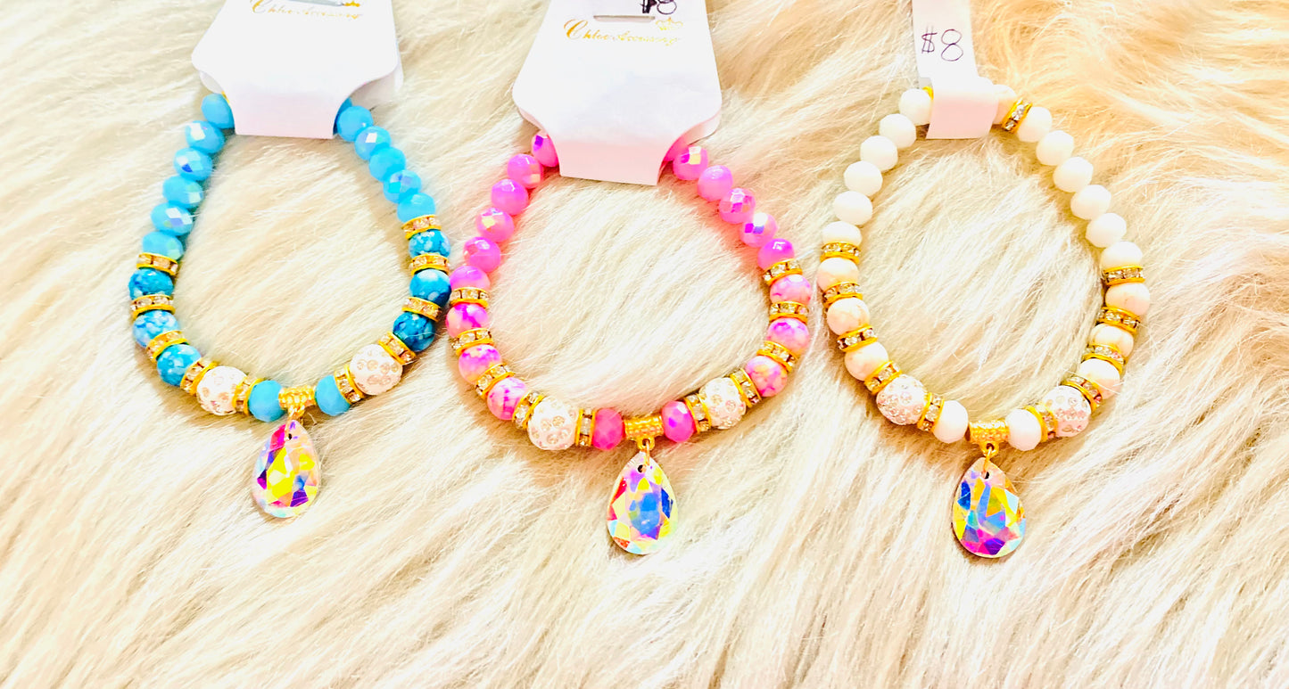 Teardrop AB Crystal Stretchy Bracelet