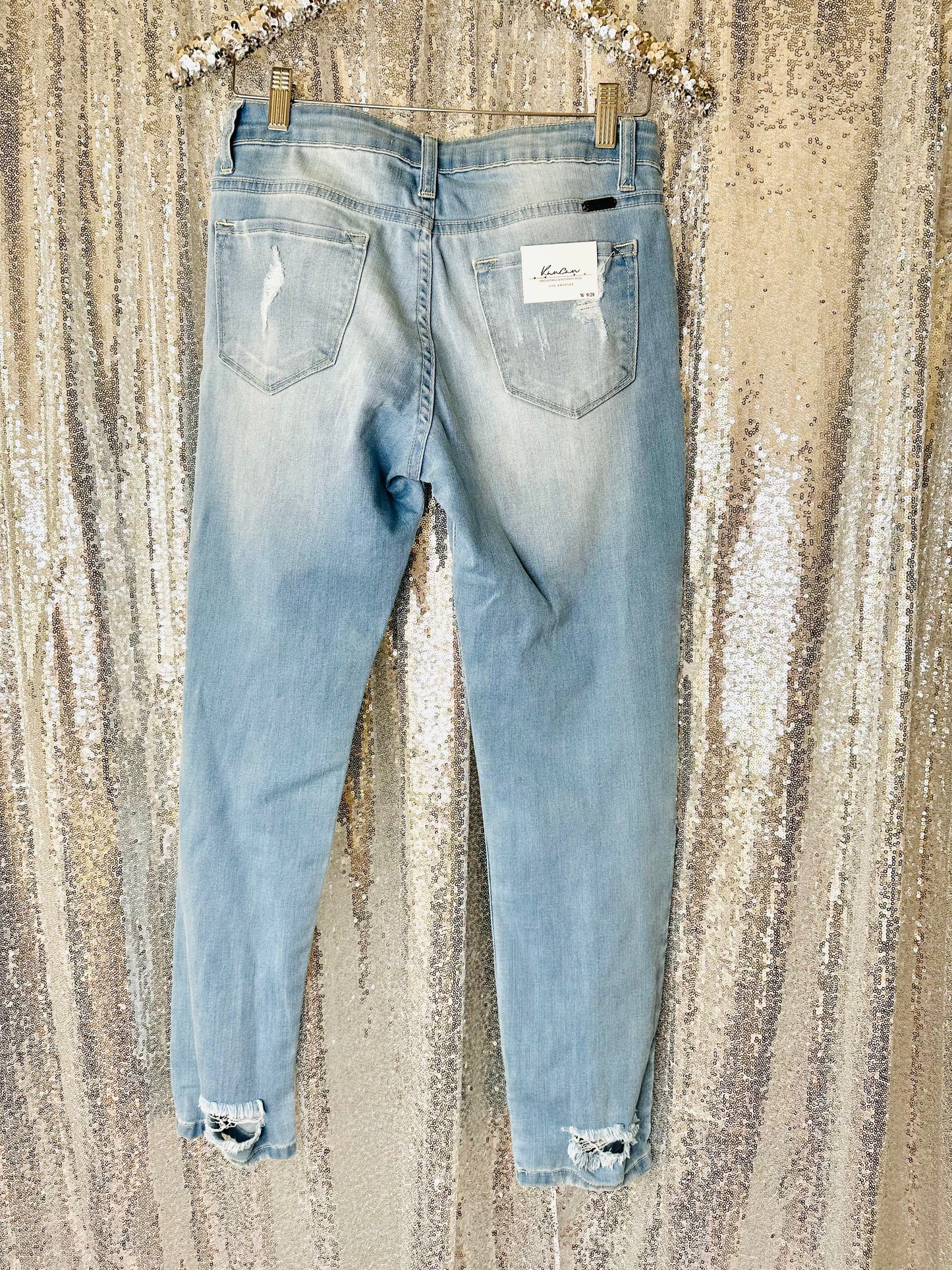Kancan - Light Wash Distressed Skinny Jeans