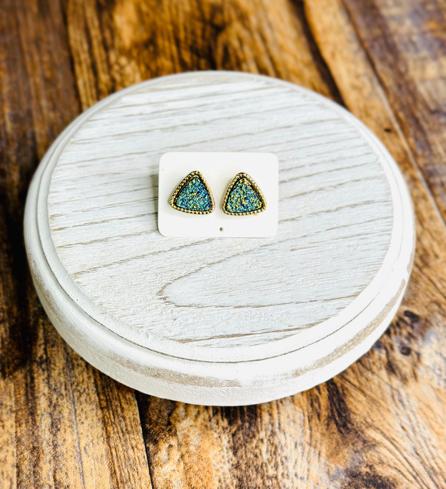 Triangle Druzy Stud Earrings