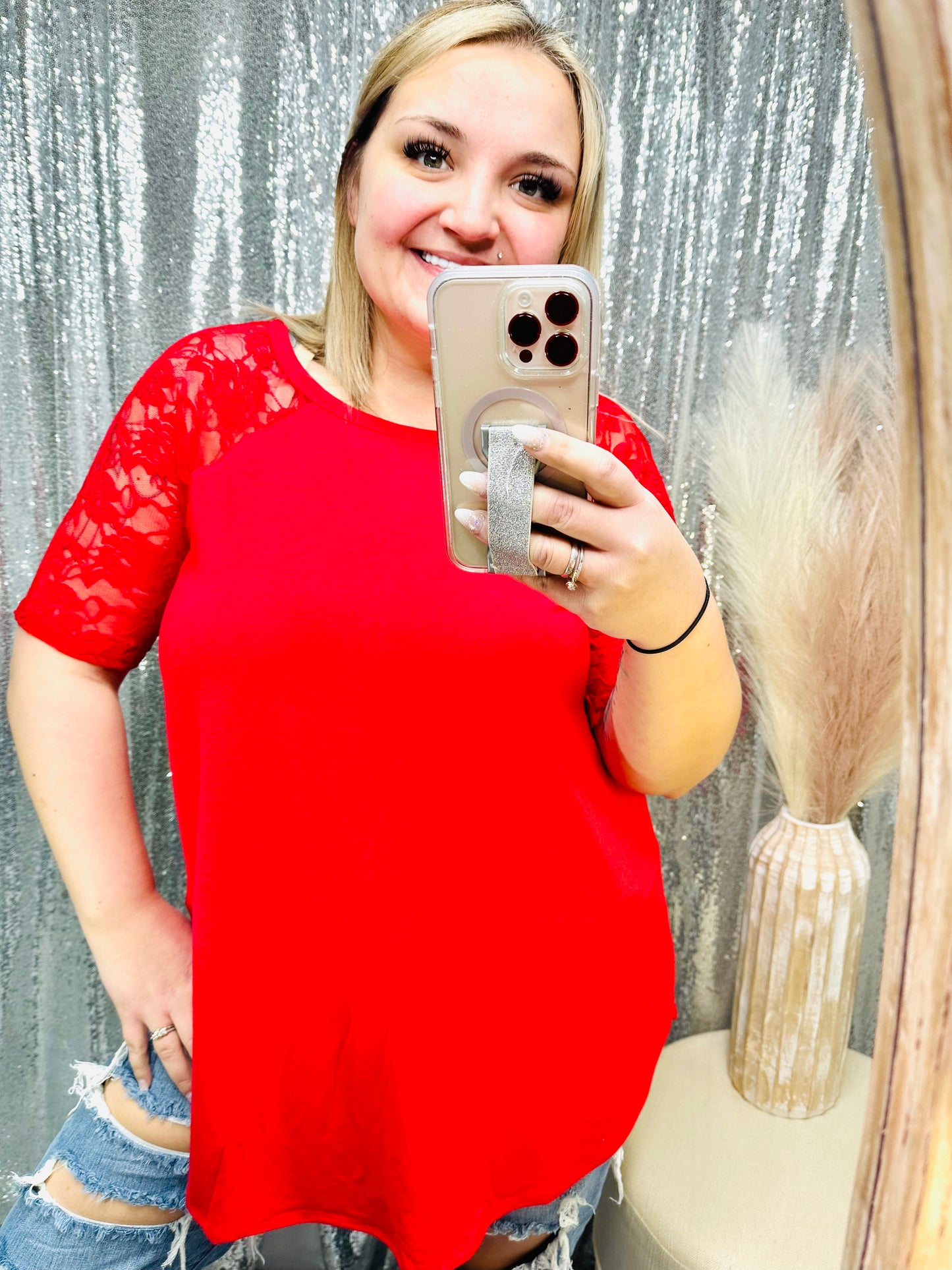 1 : Zenana - Lace Sleeve Top