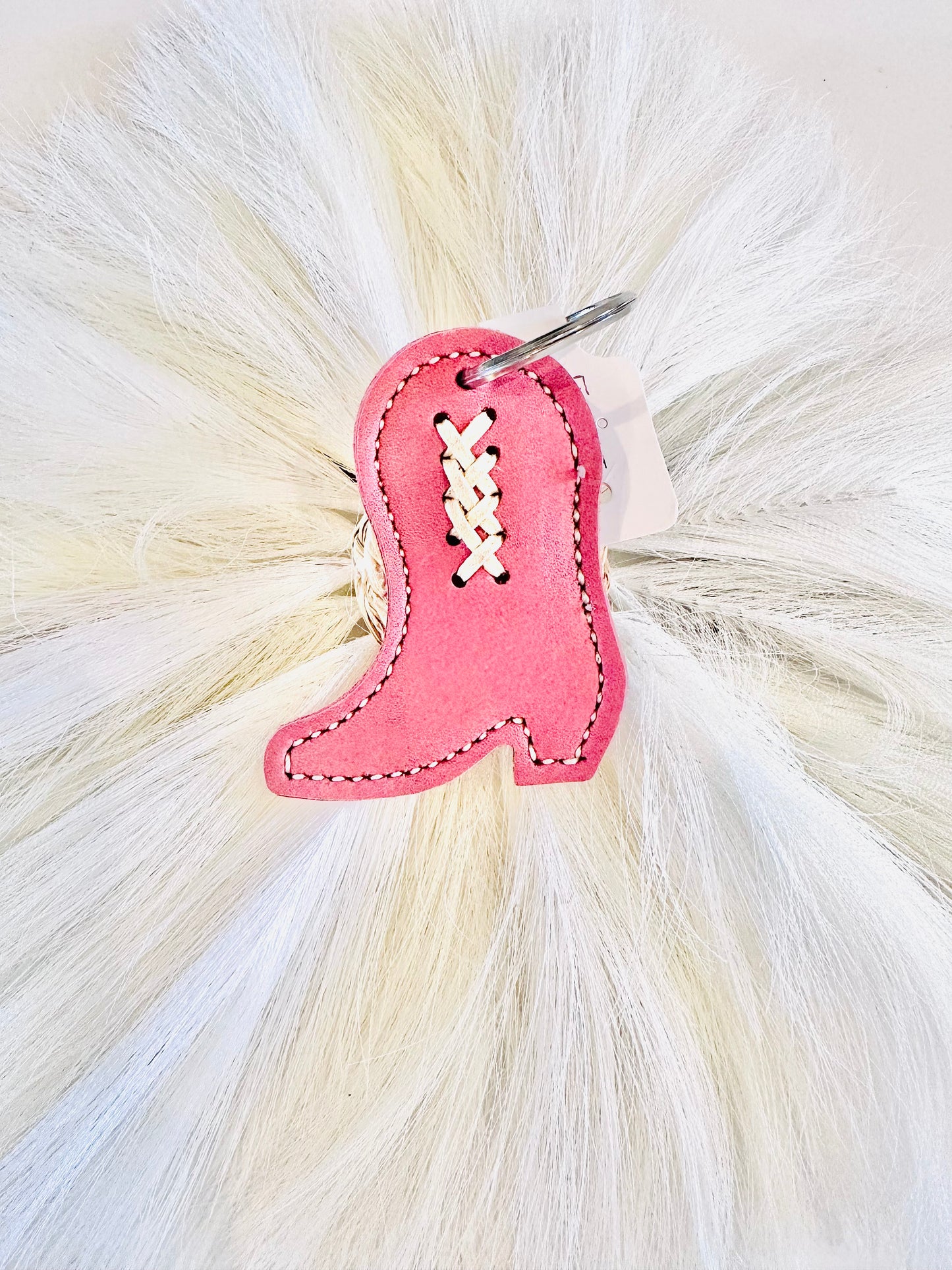 Pink Leather Boot Keychain