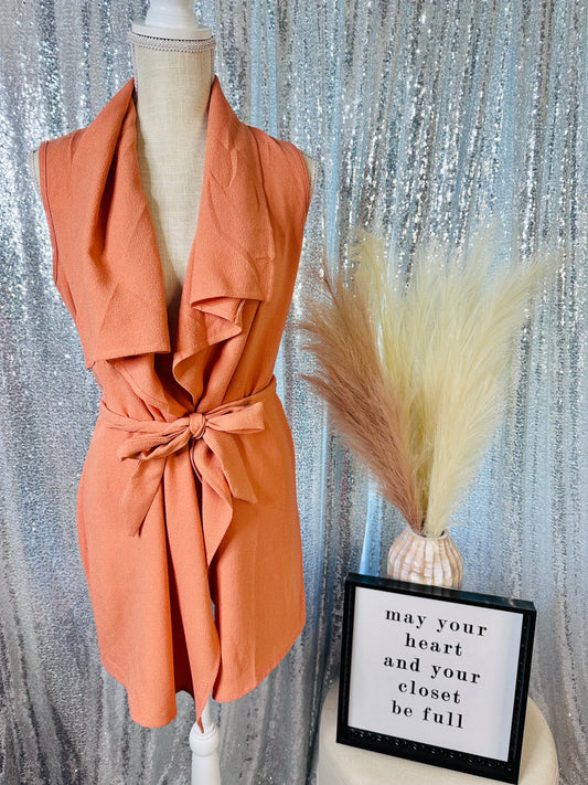 Orange Flowy Tank Kimono