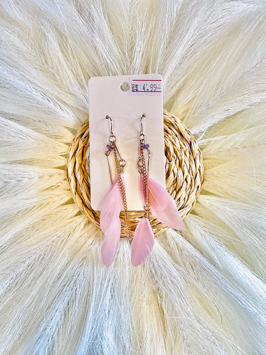 Blush Feather Dangle Earrings