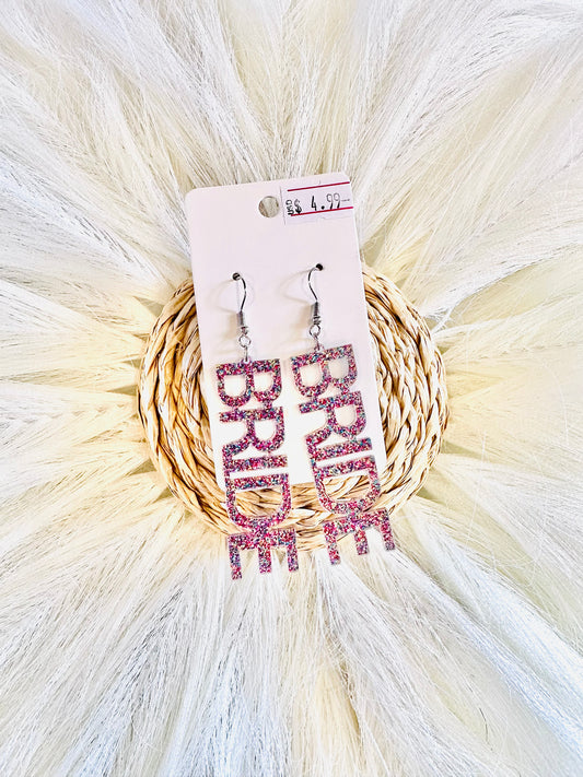 Bride Glitter Dangle Earrings