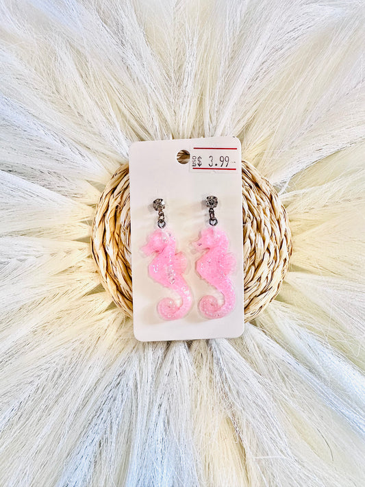 Pink Seahorse Dangle Earring