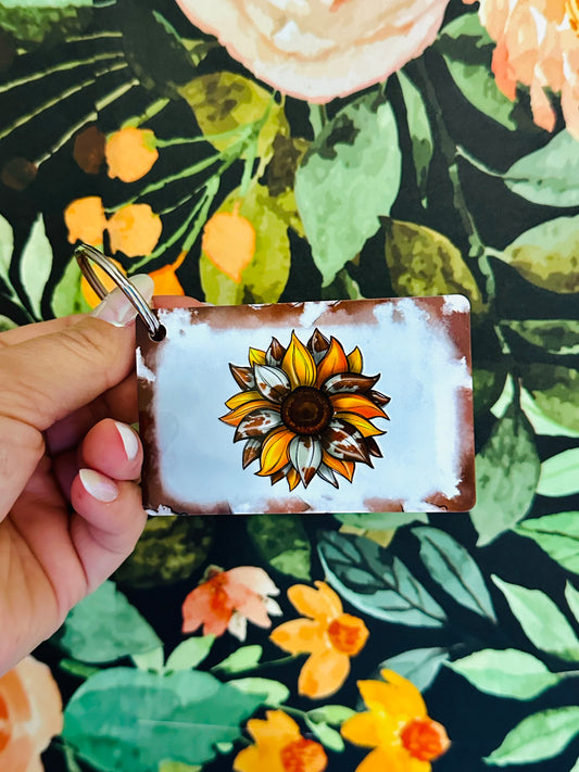 Cow Sunflower Keychain