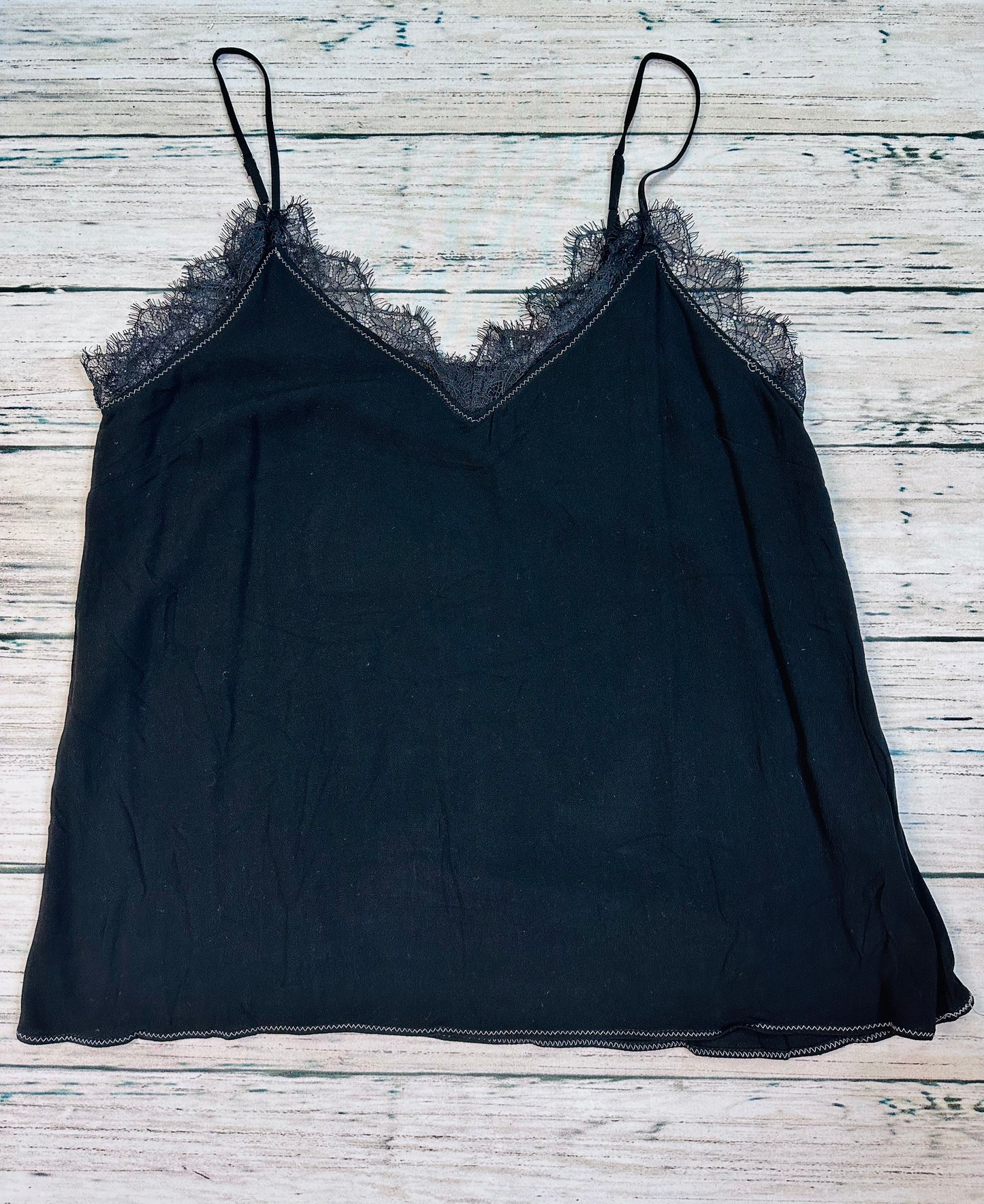 White Birch - Black Lace Trim Tank Top