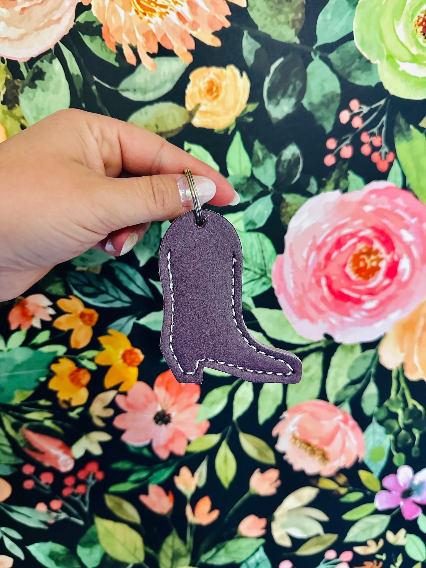 Purple Leather Boot Keychain