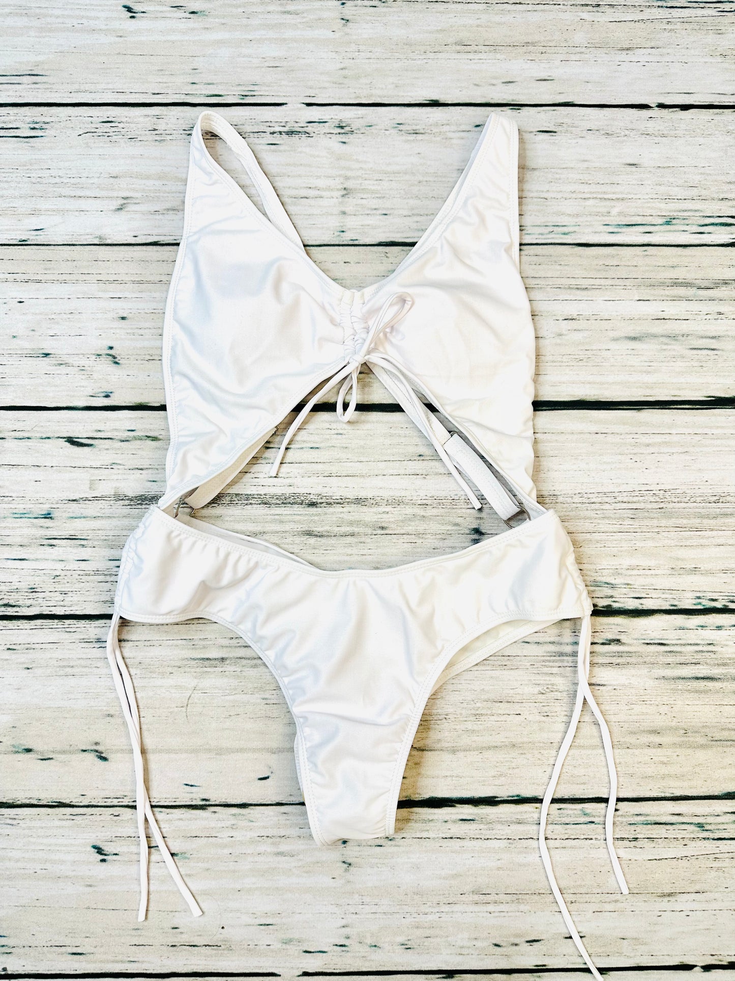 White One Piece Criss Cross Swimsuit