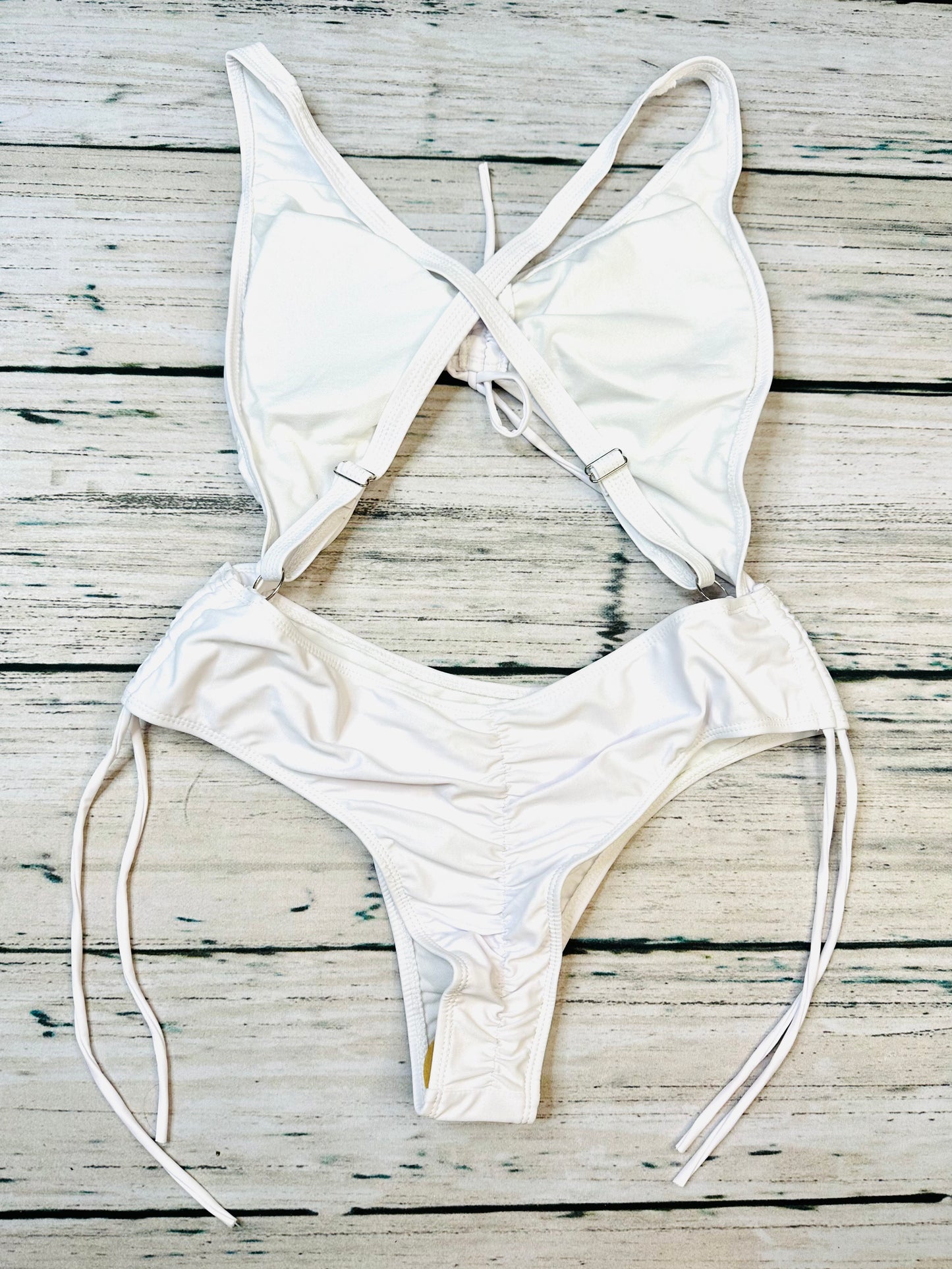 White One Piece Criss Cross Swimsuit