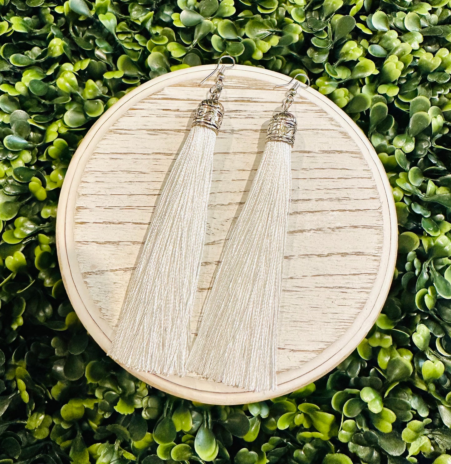 White Tassel Earrings