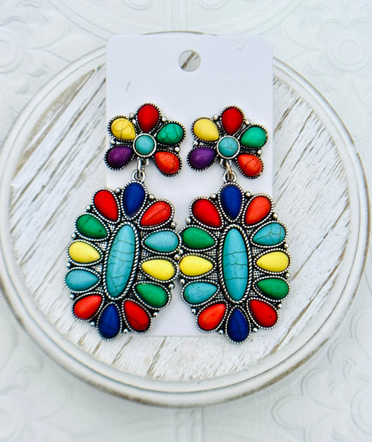 Multi Color Stone Earrings