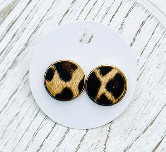 Fur Cheetah Stud Earrings