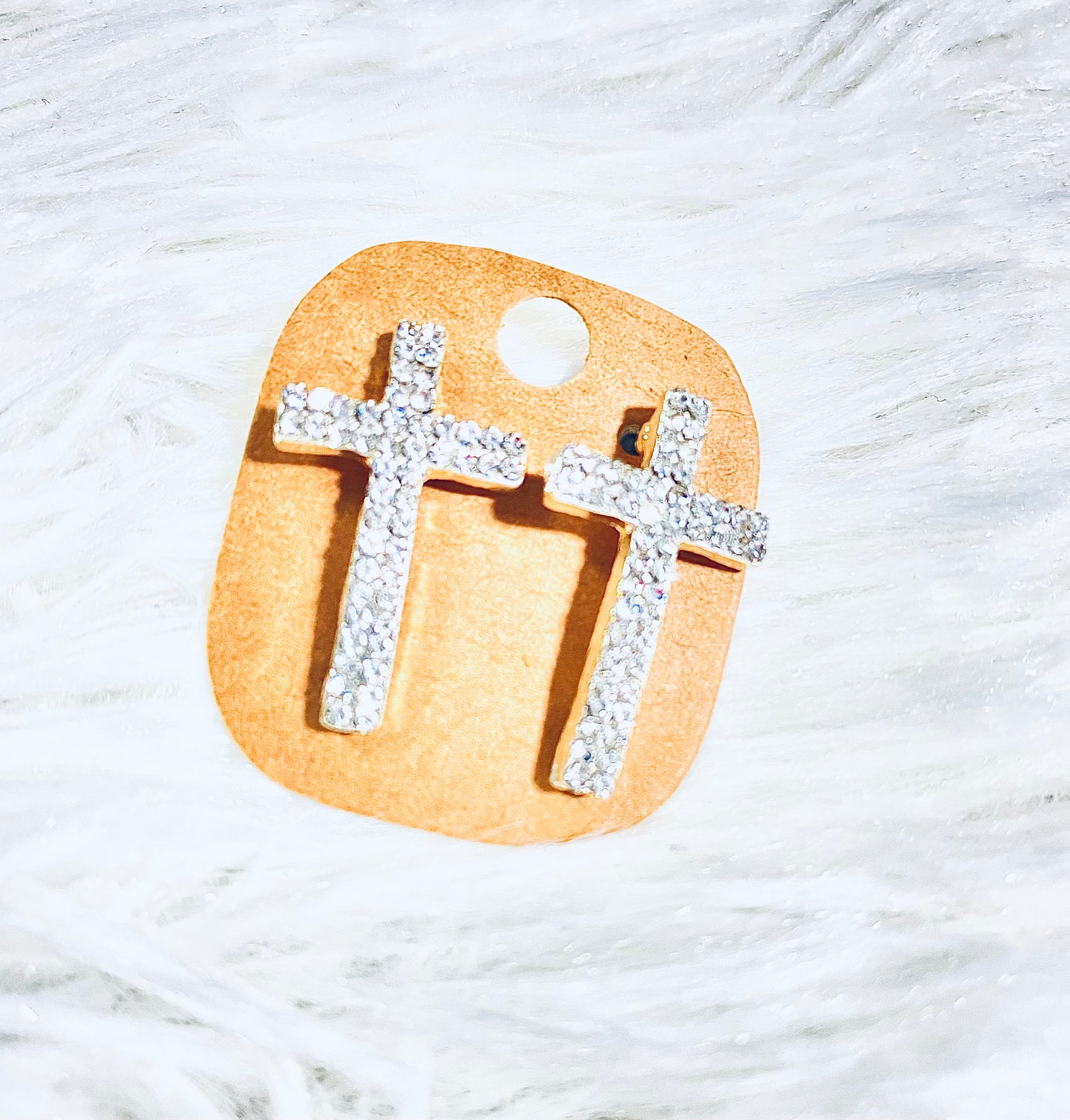 Cross Double Rhinestone Earrings
