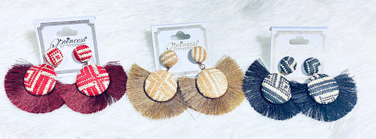 Double Tier Weaved Tassel Earrings