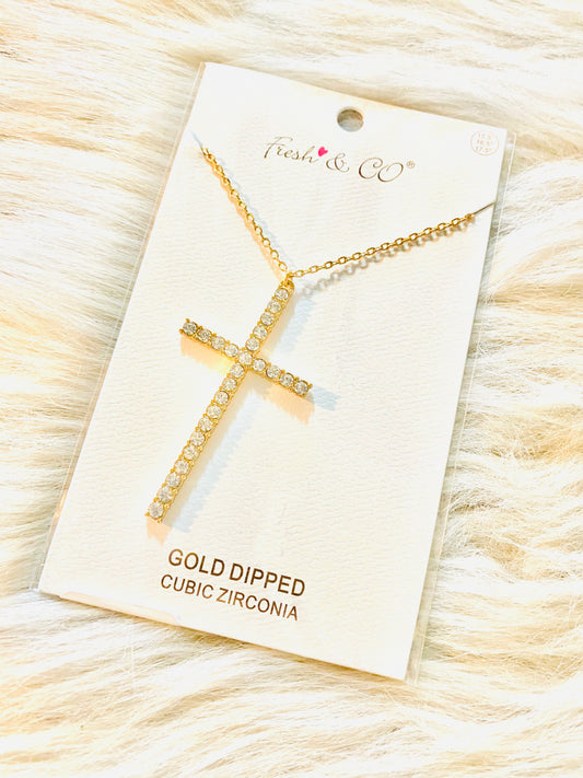 Cross Gold Rhinestone Necklace