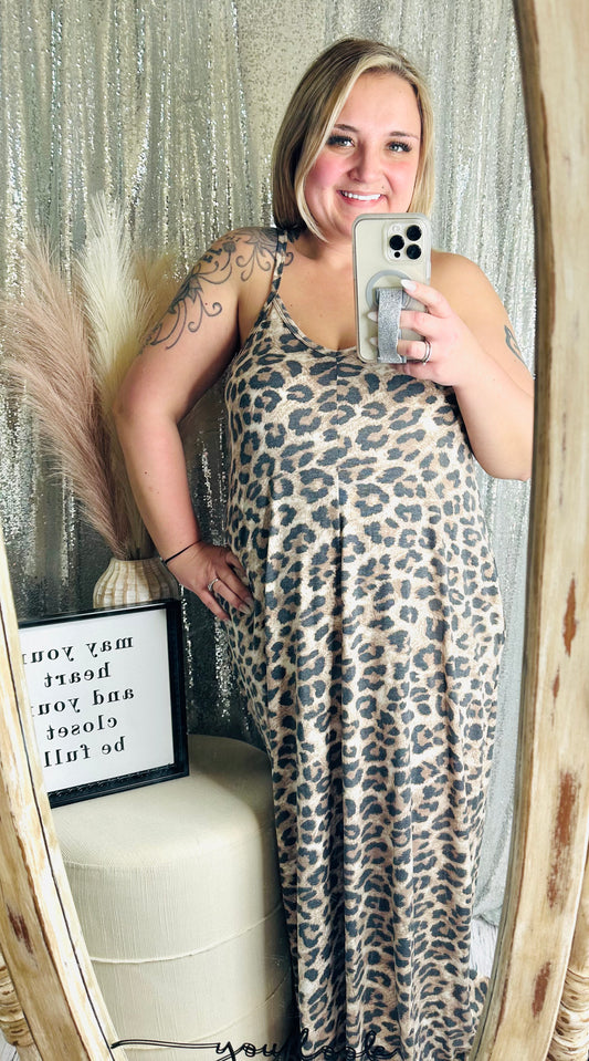 1 : Zenana - Cheetah Flowy Maxi Dress With Pockets