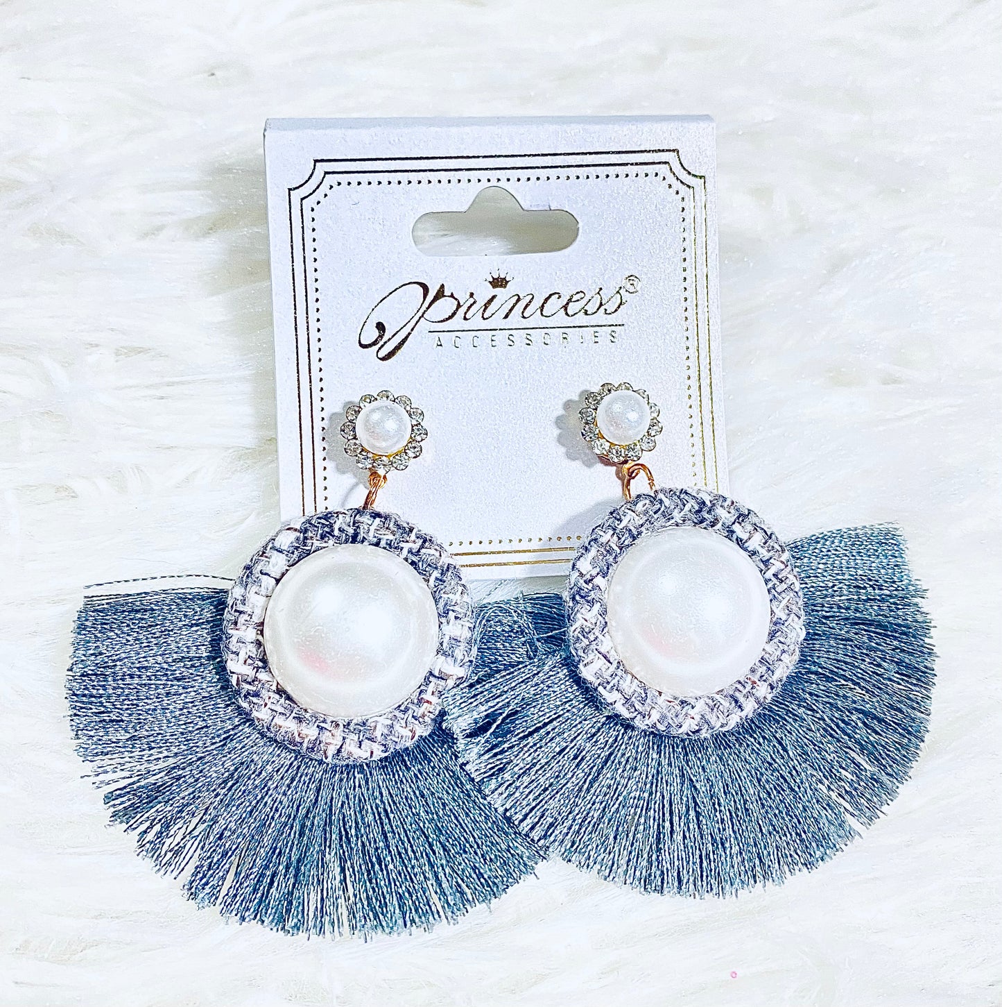 Grey Pearl Tassel Earrings