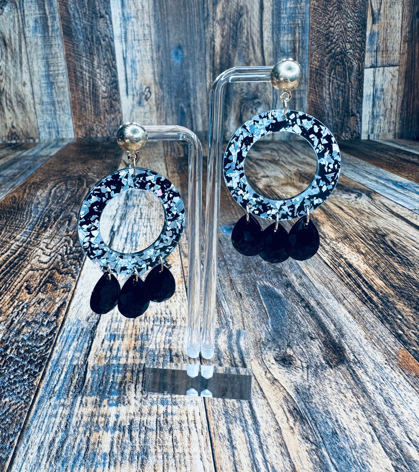 Round Rhinestone Dangle Earrings