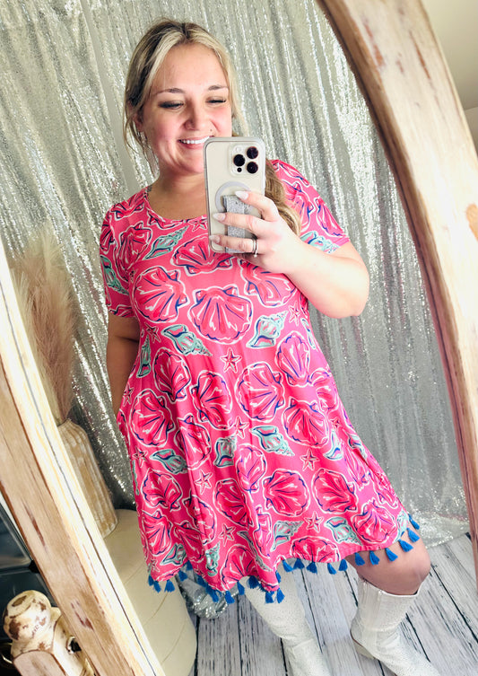 Simply Southern - Flowy Seashell Dress With Pockets