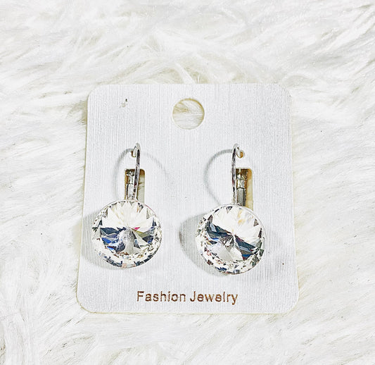 Large Round Rhinestone Dangle Earrings