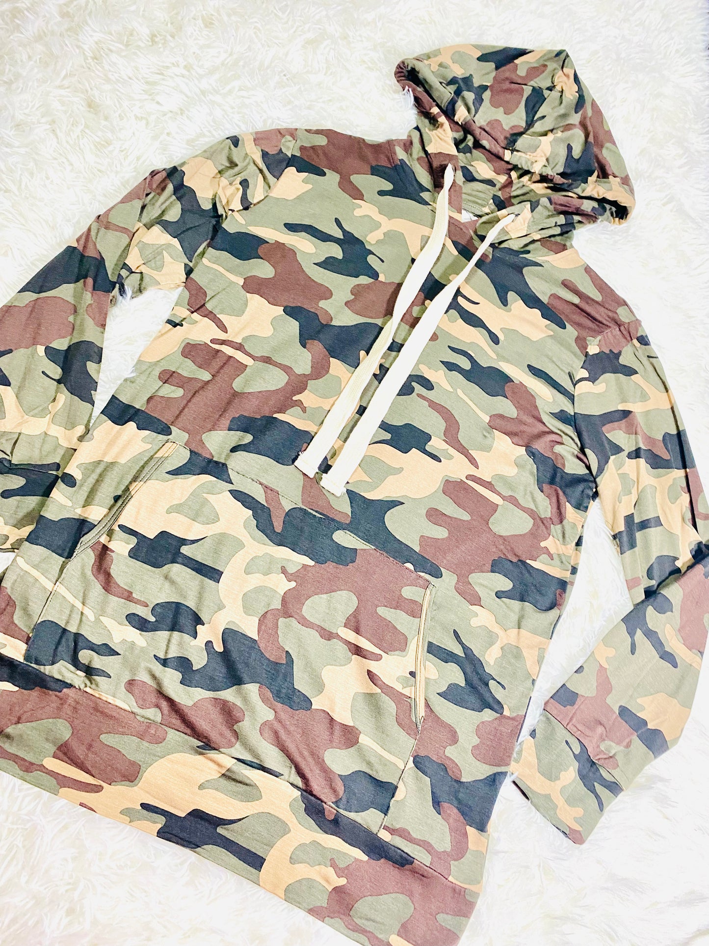 Zenana - Camo Comfy Hoodie With Pockets