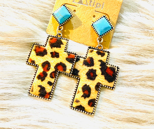 Cheetah Cross Earrings