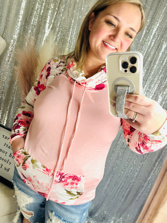 Pink Floral Hoodie