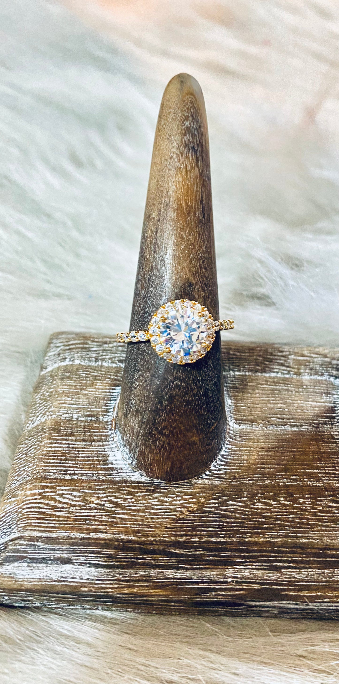 Solblanc Design inc - Round CZ Crystal Brass Ring