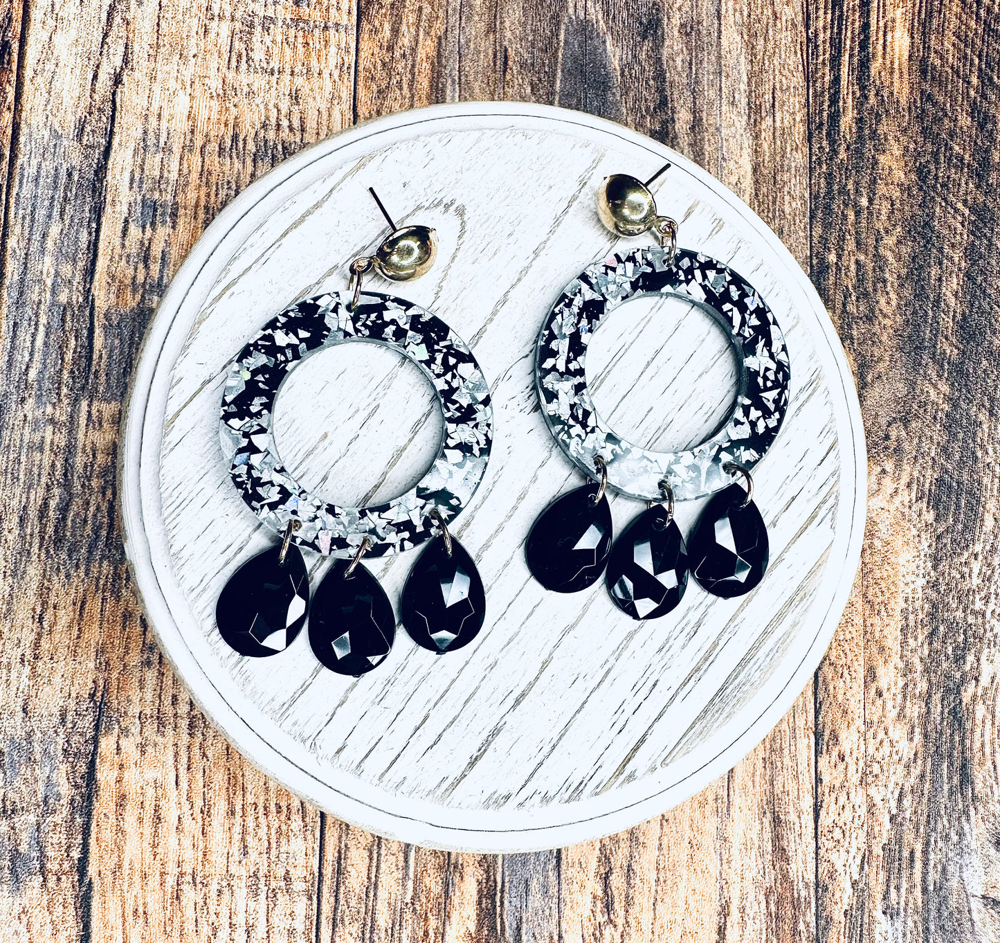 Round Rhinestone Dangle Earrings