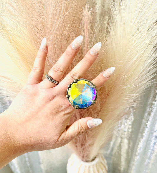 Large Round Bling Adjustable Ring