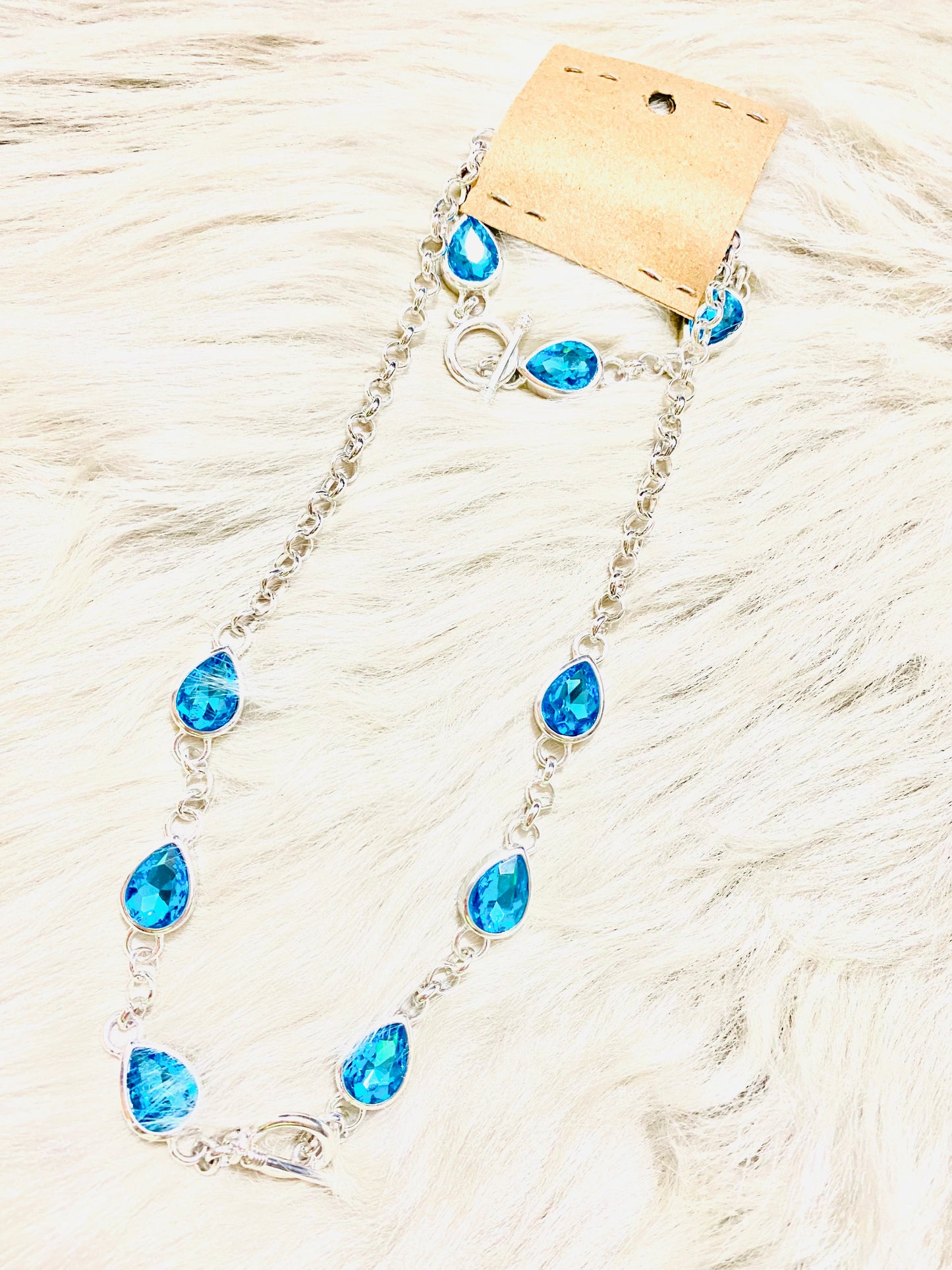 Teal Teardrop Necklace & Bracelet Set