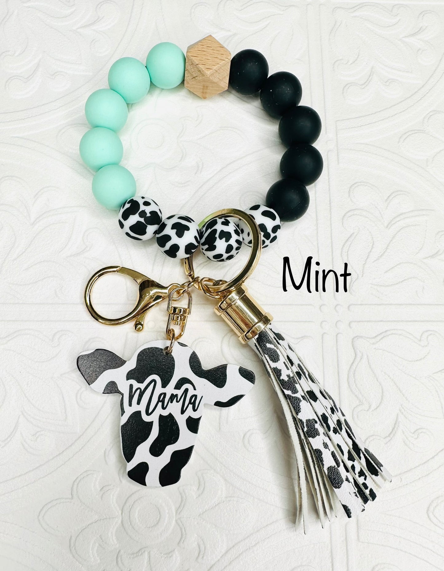 Mama Cow Wristlet Keychain