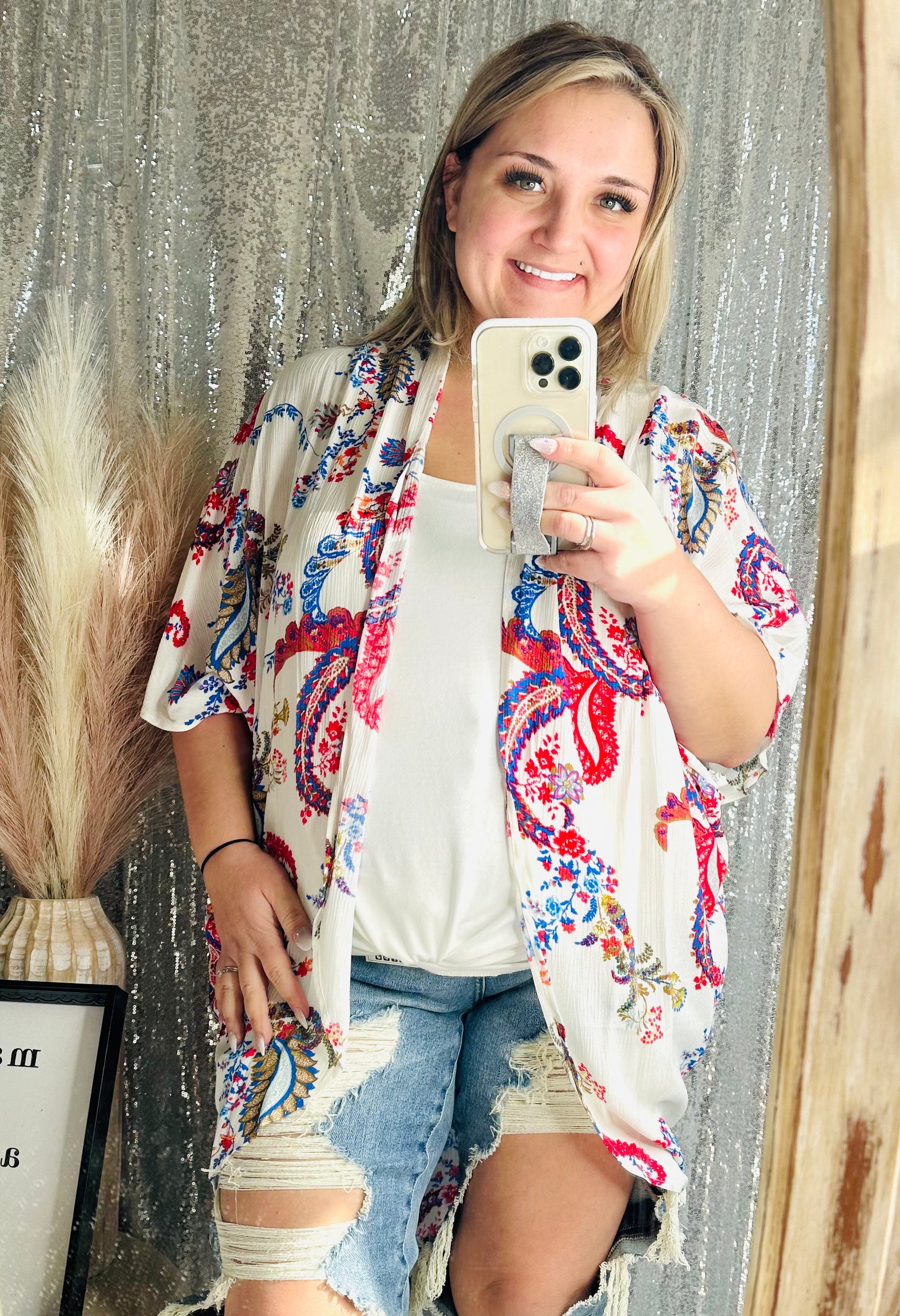 White Red & Blue Paisley Kimono – Sweet Southern Finds On A Dime LLC