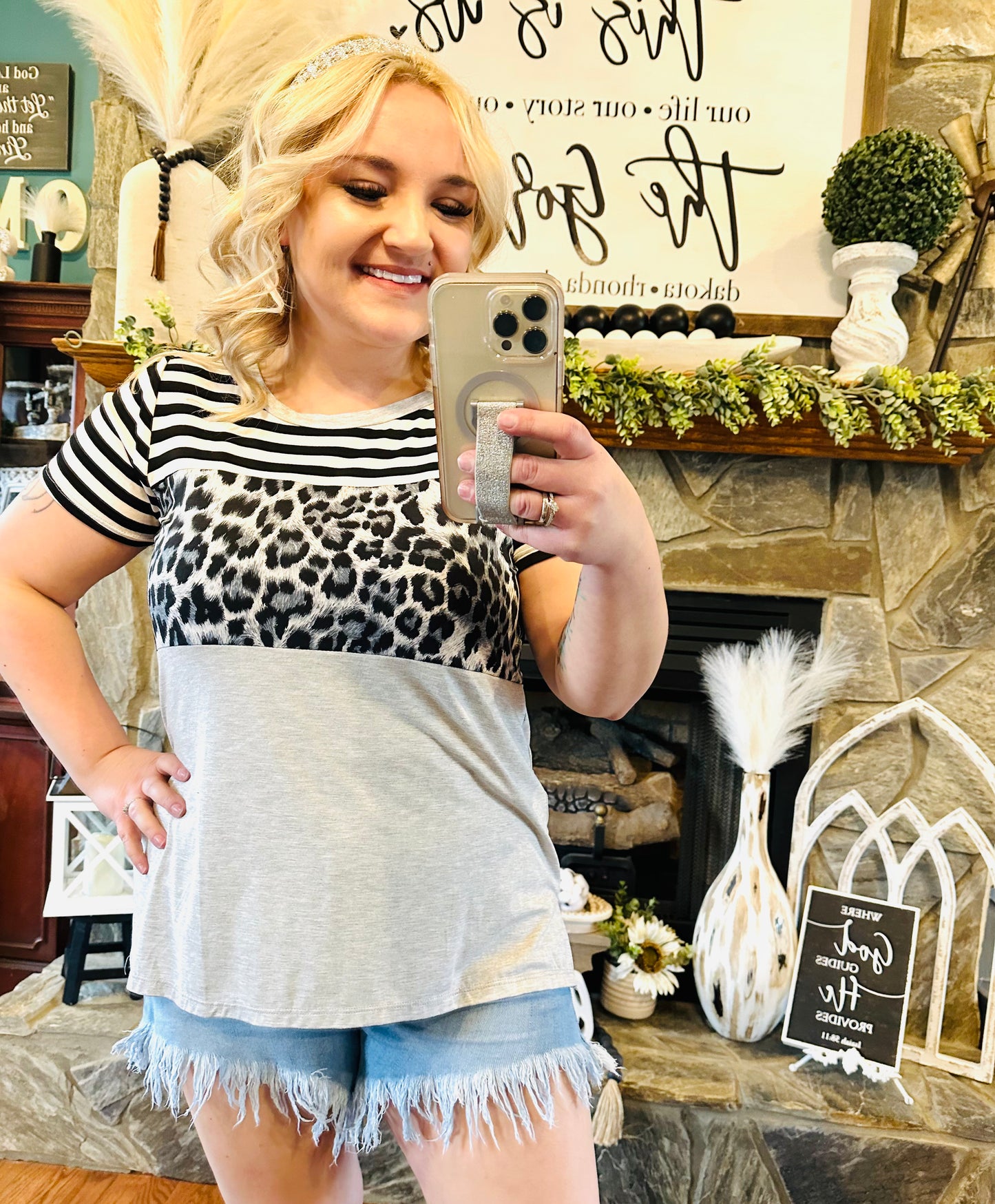 Sew In Love - Striped Cheetah Top