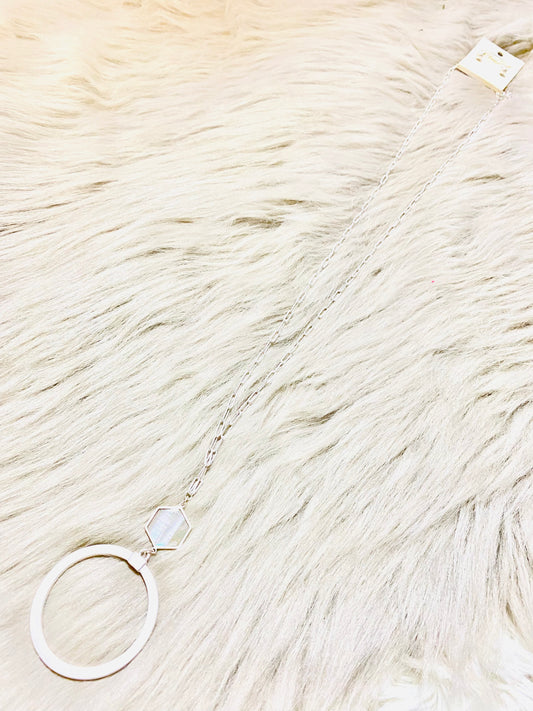 White Circle Pendant Long Necklace