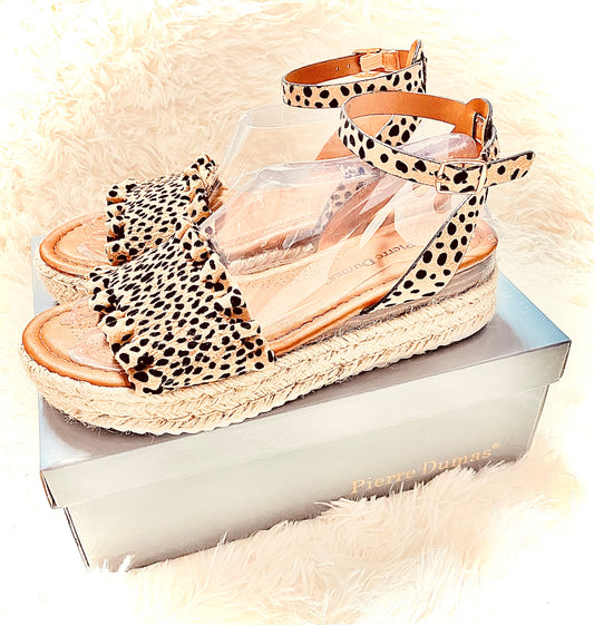 Pierre Dumas - Cheetah Ruffle Strap Sandals