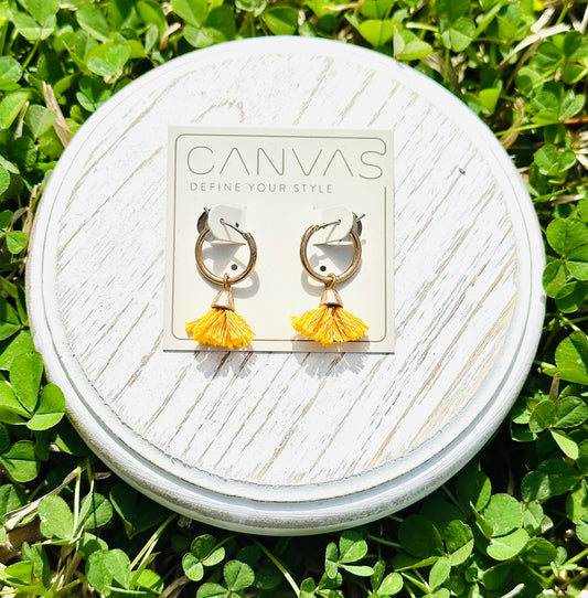 Canvas - Small Mustard Tassel Earrings