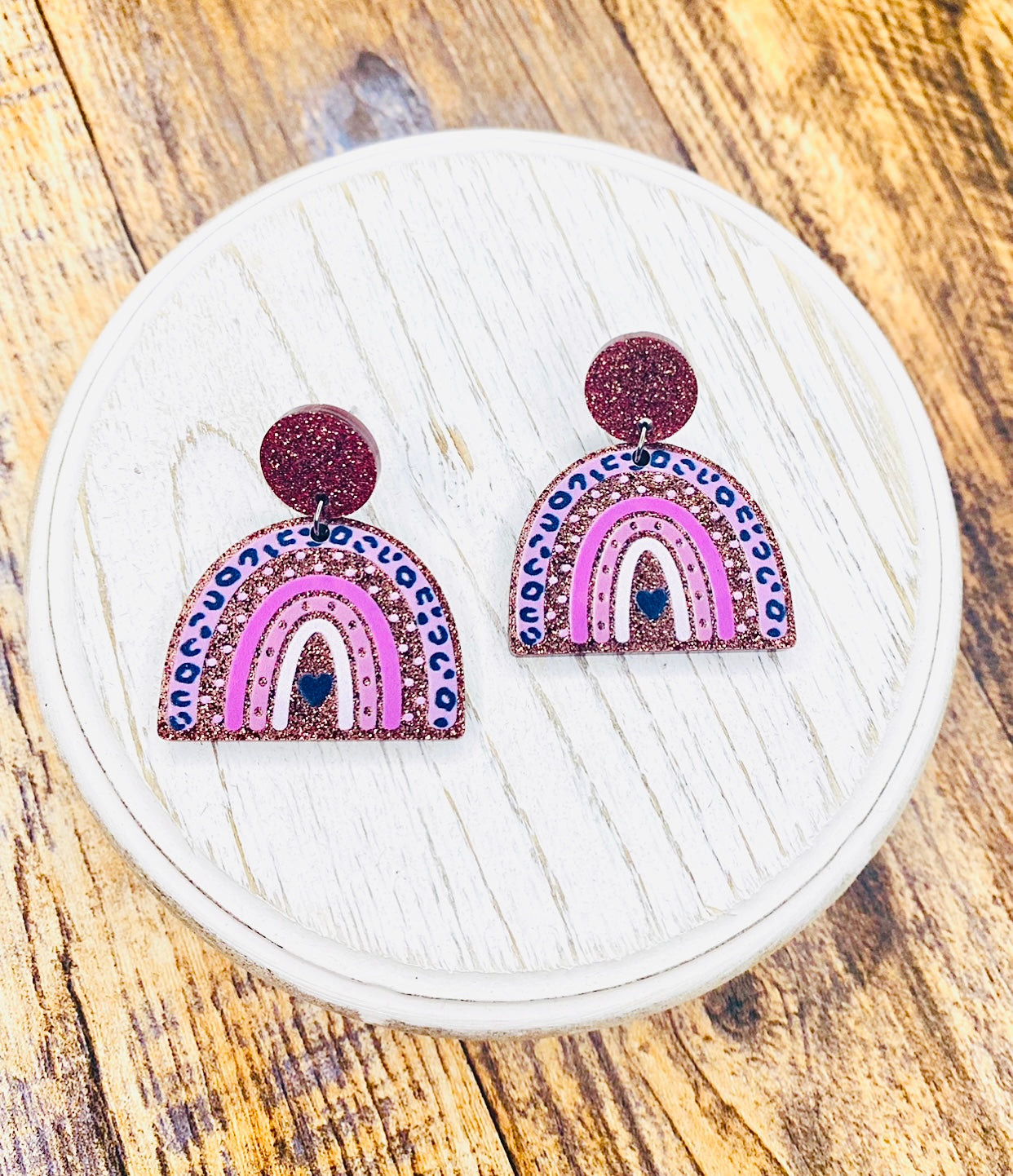 Brown Rainbow Acrylic Earrings