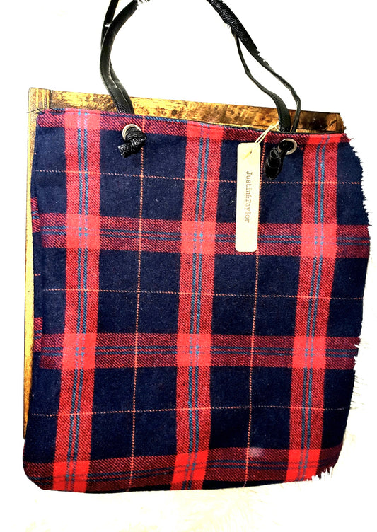 Red / Blue Plaid Tote