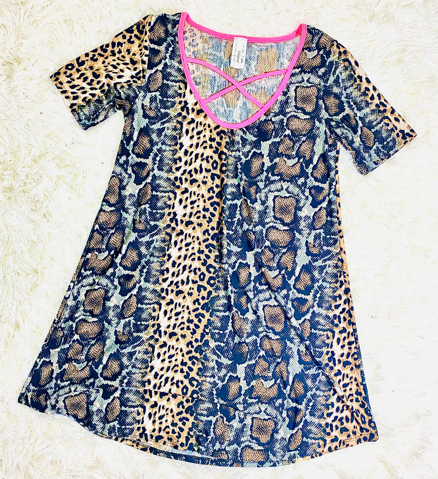 Cheetah / Snake Skin Criss Cross Front Top