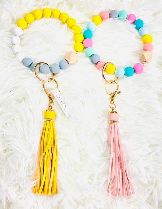 Colorful Beaded Tassel Key Ring