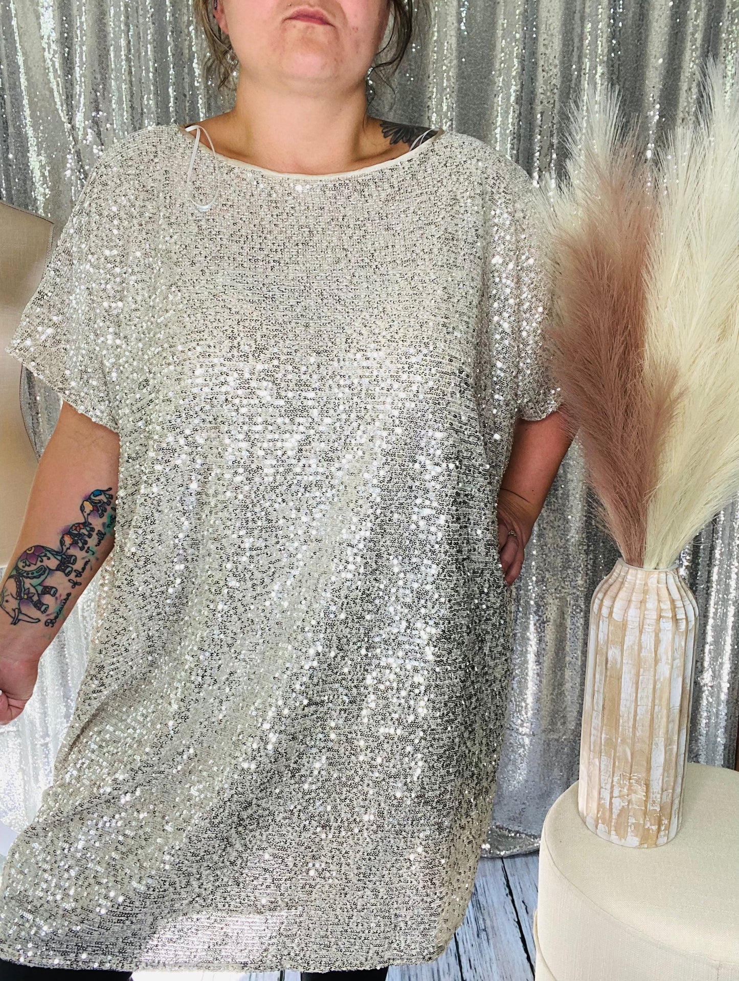 GeeGee - Silver Sequin’s Oversized Dress