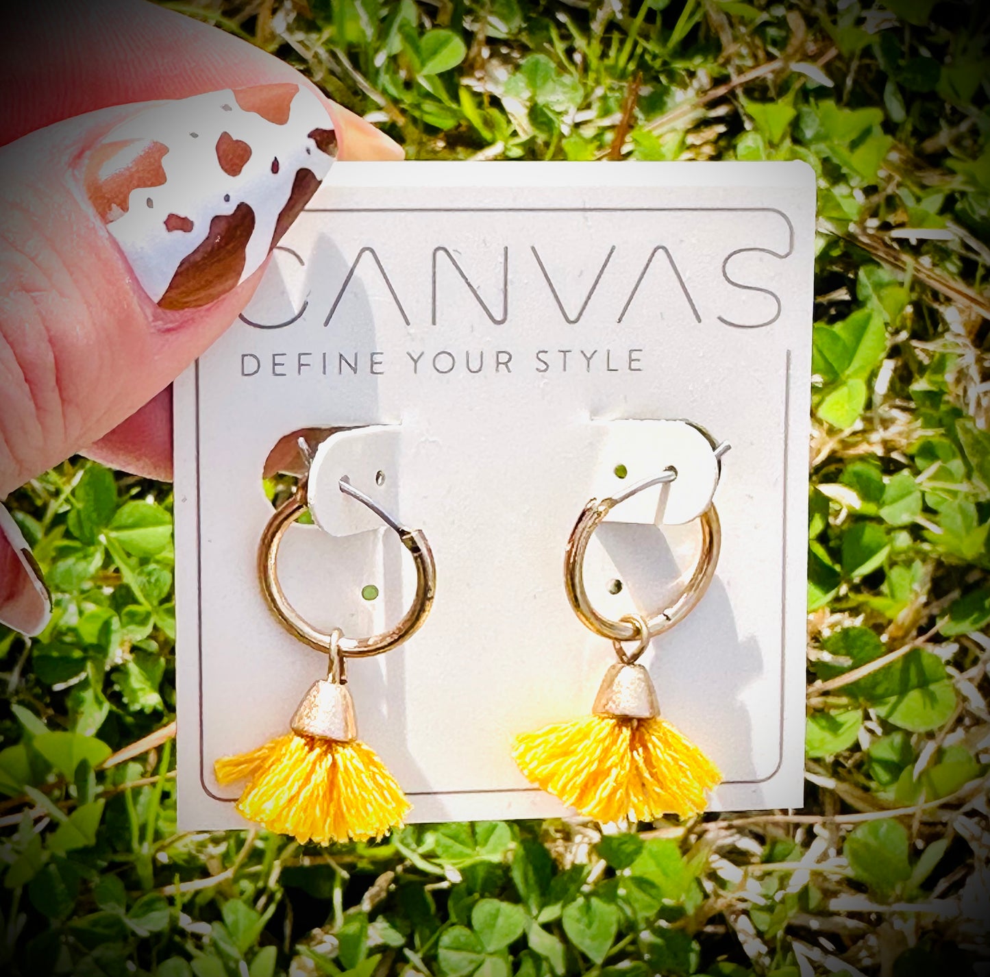 Canvas - Small Mustard Tassel Earrings