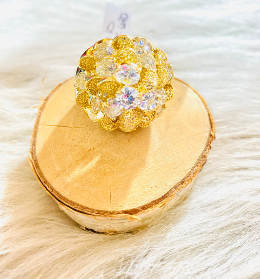 Gold Flower Rhinestone Ring