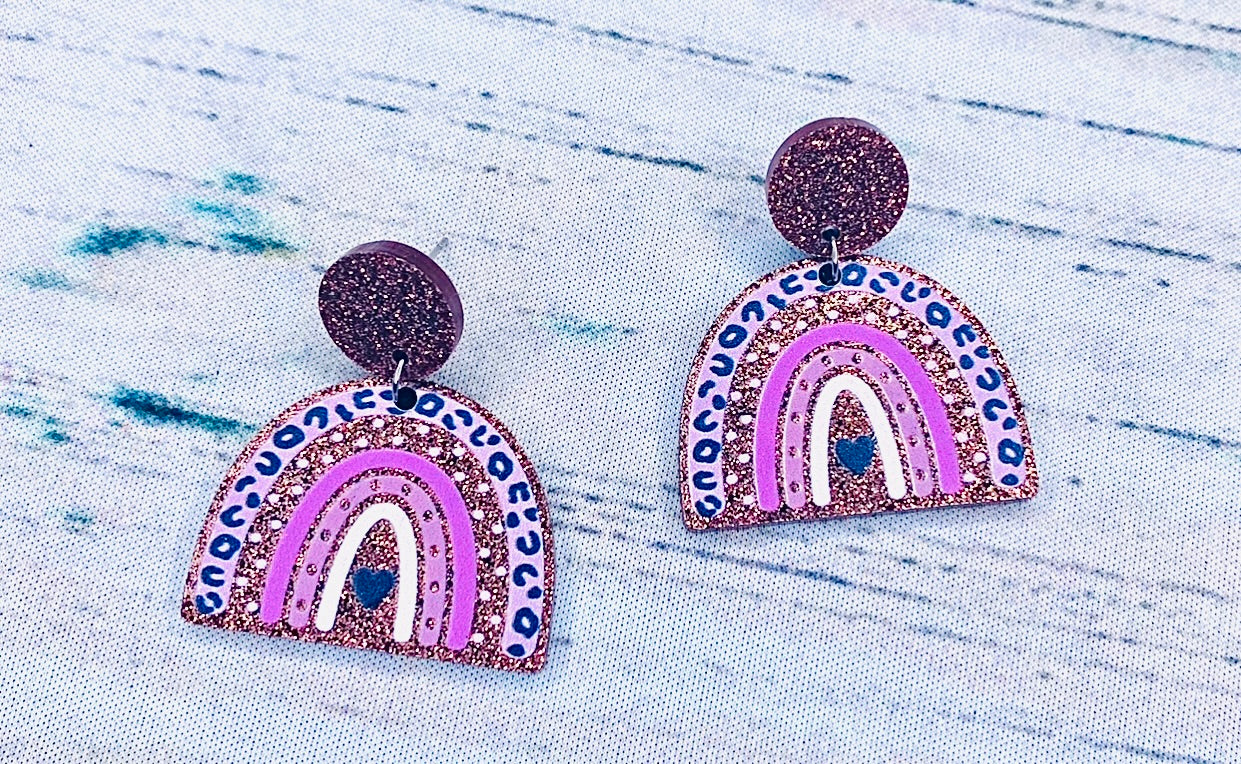 Brown Rainbow Acrylic Earrings