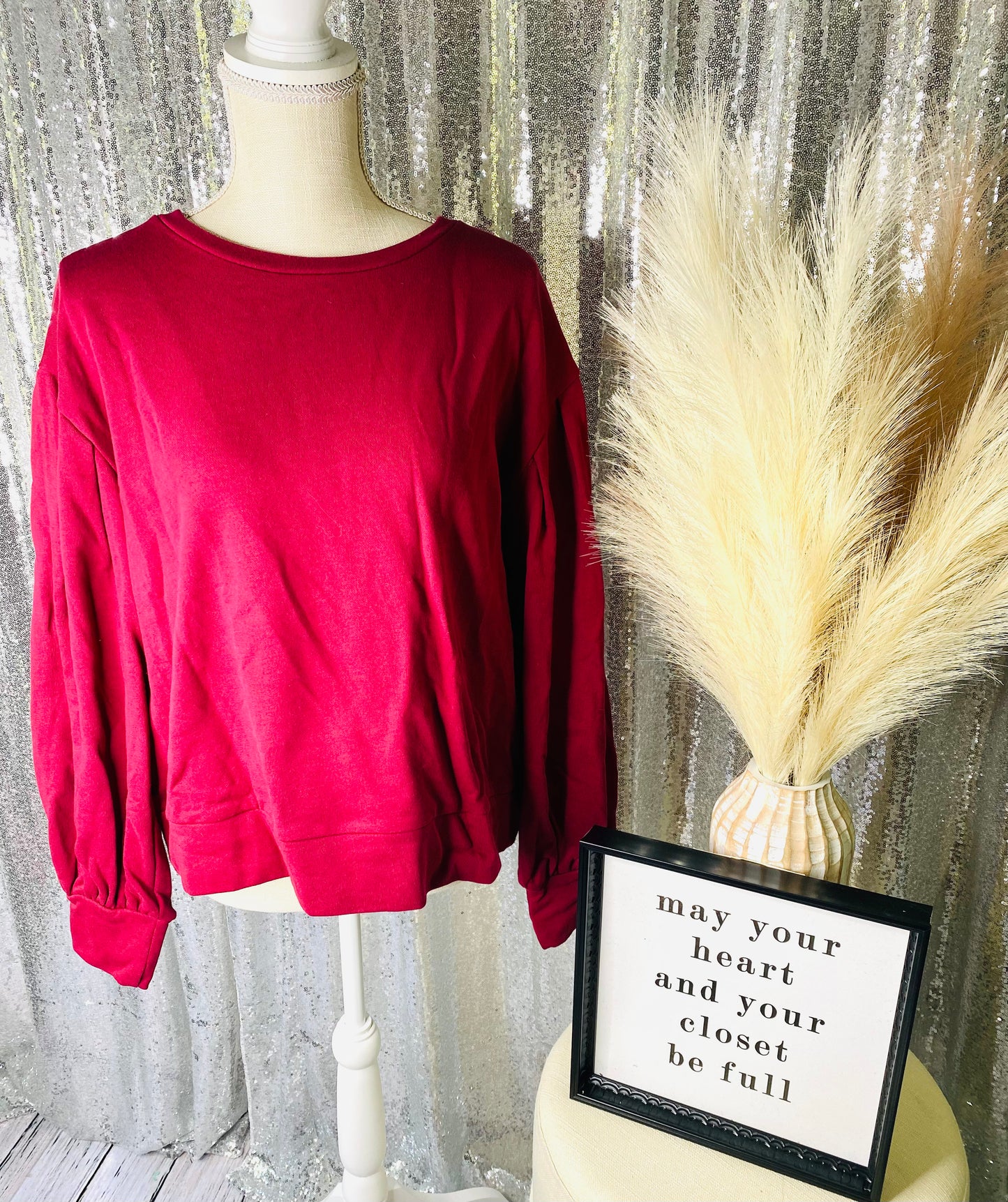 Burgundy Belle Long Sleeve Crop Top Sweater